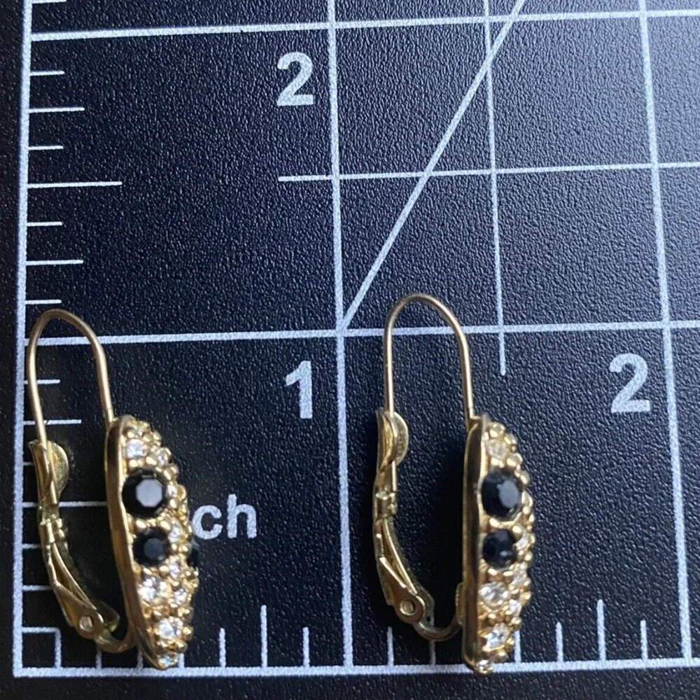 Vintage Swarovski for Avon Earrings Black Crystal Pave Gold Plated Drop Pierced - Picture 10 of 10